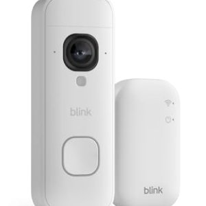Blink Videotimbre 2K+ con pilas (últ. generación) | Vista de cuerpo entero | Audio mejorado | IP65 | Pilas de larga duración | Instalación sencilla | Módulo de sincronización básico (blanco)