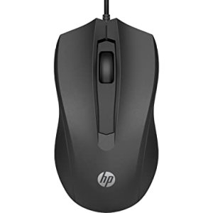 HP 100 – Ratón con Cable (1600 PPP, 2 Botones y Rueda de Desplazamiento, Conexión con cable USB, Windows), Color Negro