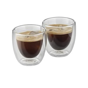 WMF Kult – Juego Dos Tazas de Café y Té de Cristal, Vasos de Espresso 80 ml de Doble Pared Transparente de Vidrio Borosilicatado