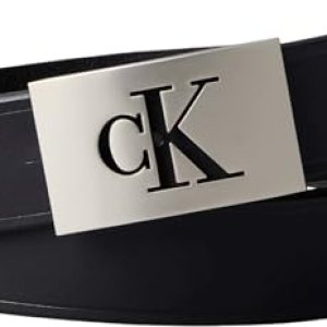 Calvin Klein Cinturón Hombre Mono Plaque de piel, Negro (Black/Pewter), 125 cm