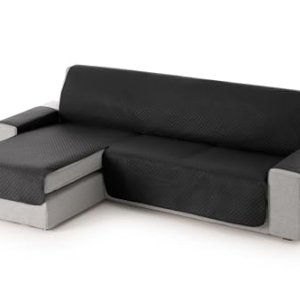 Textilhome Cubre Chaise Longue Adele 240cm Acolchado Izquierdo Negro