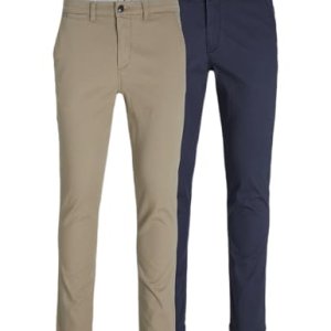 JACK & JONES Hombre Jjimarco Jjdave Sa 2 Pack Pantalón Not Applicable, Beige, 33/32