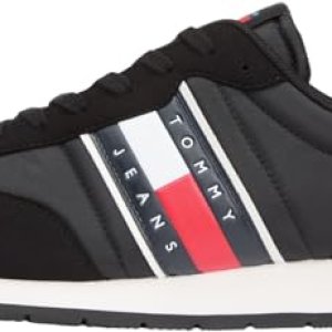 Tommy Jeans Runner Sneaker Hombre Classic Runner con Cordones, Negro (Black), 44