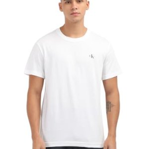 Calvin Klein Pack de 2 Camisetas de Manga Corta par Hombre Monologo Cuello Redondo, Blanco (Bright White/Bright White), M