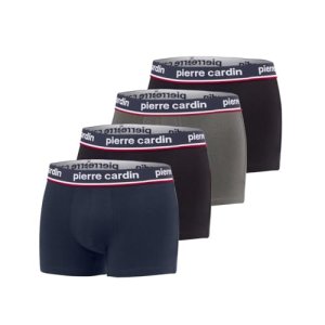 Pierre Cardin Underwear Boxer Homme Coton, Caleçon Homme Naturel et Hypoallergénique (Lot de 4), Gris/Blanc/Rouge – Taille M