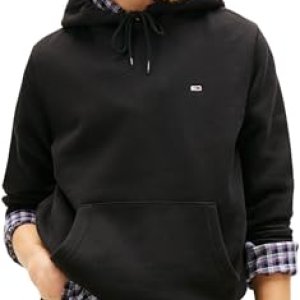Tommy Jeans Sudadera Mujer Flag Regular Fit, Negro (Black), XXS