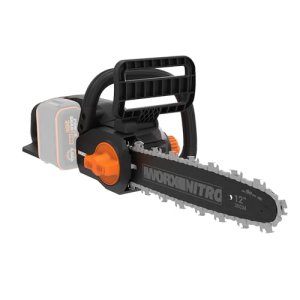 WORX WG350E.9 Nitro – Motosierra profesional con batería de 20 V, potente sierra para madera, 10 m/s, longitud de corte de 30 cm, compacta y segura, lubricación automática, tensión de cadena simple,