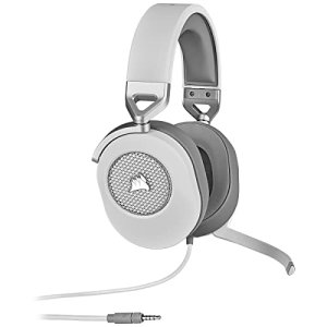 Corsair HS65 Surround Auriculares para Juegos (Sonido Envolvente Dolby Audio 7.1 en PC y Mac, Micrófono omnidireccional, Tecnología SoundID de SonarWorks, Control de Volumen de fácil Acceso) Blanco