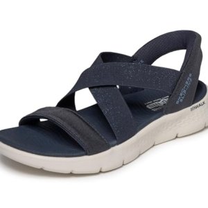 Skechers Mujer Go Walk Flex Sandal Glimmer Up Slip-In Entrenador, Navy, 38 EU