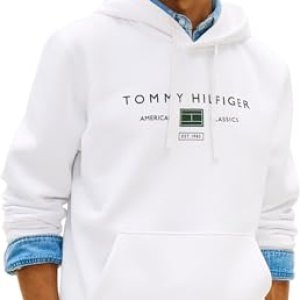 Tommy Hilfiger Brand Love TR Mono Stack MW0MW42464 – Sudadera con Capucha para Hombre, Color Blanco, Talla M