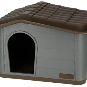 Kerbl Pet Casa para Gatos Paola Eco, Gris Verdoso/marrón, 75x59x55 cm, Cueva para Gatos, 100% plástico Reciclado, para Perros y Gatos