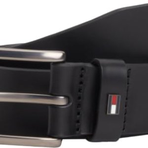 Tommy Hilfiger Cinturón de Piel para Hombre Denton 3,5 cm, Negro (Black), 95 cm