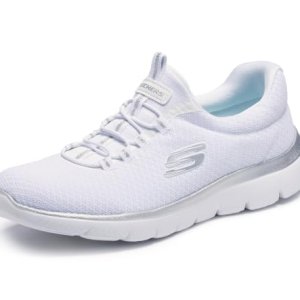 Skechers Mujer Summits 12980 Zapatillas, White Mesh/ Silver Trim, 40 EU