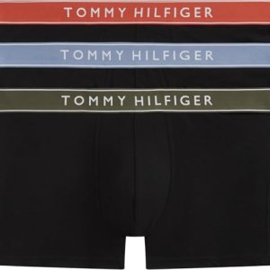 Tommy Hilfiger Calzoncillos bóxer Pack de 3 Hombre Trunks de algodón elástico, Negro (BRK BLU/Trra Rd/Arm Grn), M