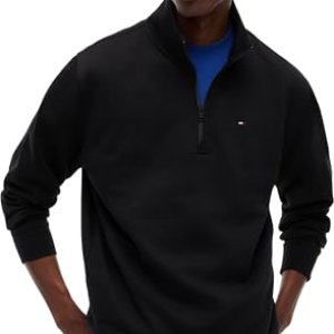 Tommy Jeans Sudadera con Cremallera Hombre Fleece con Cuello Medio, Negro (Black), L