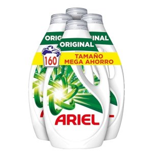 Ariel Detergente Lavadora Liquido 160 Lavados (4×40), Original, Jabon Limpieza Mejorada en Ciclos Mas Frios con la Exclusiva Tecnologia de Limpieza en Frio
