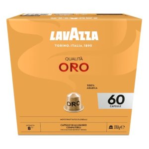 Lavazza Qualità Oro, 60 Cápsulas de Aluminio Compatibles con Máquinas Nespresso, con Notas Afrutadas y Florales, 100% Arábica, Intensidad 8/13, Tueste Ligero