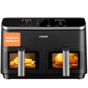 Cosori Freidora de Aire 8,5L, Doble Cesta con Ventana, 10 Funciones, Gris