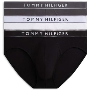 Tommy Hilfiger Calzoncillos Pack de 3 Hombre Hip Briefs con Logotipo en la Cintura, Multicolor (Blk/Drk Ash/Wht), M