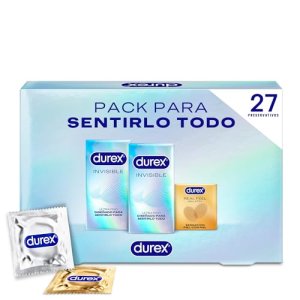 Durex, Pack Sensitivo Invisible, Preservativos Durex, Invisible Extra Sensitivo, Real Feel, 27 Condones