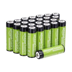 Amazon Basics paquete de 24 pilas AA NiMH recargables, 2000 mAh, 1,2 V, se recargan hasta 1000 veces, precargadas