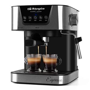 Orbegozo EX 6000, Cafetera express, 1050 W, depósito de agua extraíble 1,5 litros, 20 bar, panel control táctil, modos programados, café molido/monodosis, vaporizador, frontal inox, color plata
