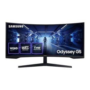 Samsung Odyssey G55T Curved Gaming Monitor 34″, Ultra WQHD, 3440×1440, 165Hz, 1ms(G/G), 1000R, AMD Freesync Premium, HDR, Negro, LC34G55TWWPXEN