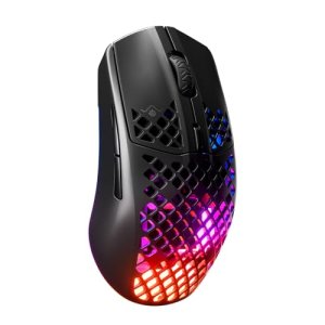 SteelSeries Aerox 3 Wireless Onyx – Raton Inalambrico Gaming – Diseño ultraligero resistente al agua – RGB – Sensor óptico TrueMove Air 18K DPI