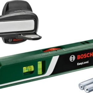 Bosch nivel de burbuja láser EasyLevel con soporte mural (nivel láser para la alineación flexible en paredes y punto láser para la transferencia sencilla de alturas, en caja para e-commerce)