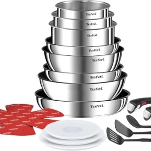 Tefal Ingenio Emotion – Juego de 8 Piezas + 12 Accesorios, Acero inoxidable