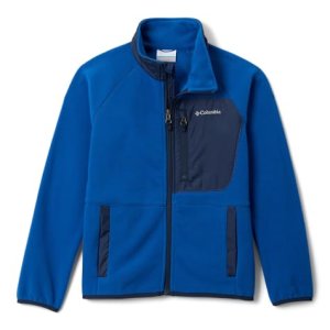 Columbia Youth Fast Trek 5 – Chaqueta de forro polar con cremallera completa, color azul montaña/azul marino universitario, talla M