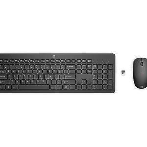 HP 230 Combinación de Teclado y Ratón Inalámbricos(1600 PPP, Batería hasta 16 Meses de Duración, Puerto USB-A, Indicadores LED, Windows) Teclado QWERTY Español – Negro