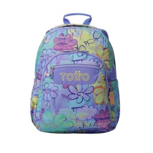TOTTO – Mochila Escolar Adaptable a Carro, Modelo Acuareles, Capacidad 20 L, Bolsillo para Pc 14″, 2 Bolsillo Botella, Espaldar Ergonómico con Flujo de Aire, Cómodas Correas en S, Estampado Grafily