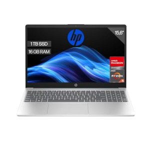 HP 15-fc0237ns – Ordenador portátil de 15.6″ FHD (AMD Ryzen 5-7520U, 16 GB RAM, 1TB SSD, AMD Radeon Graphics, Sin Sistema operativo) Plata y Azul – Teclado QWERTY Español