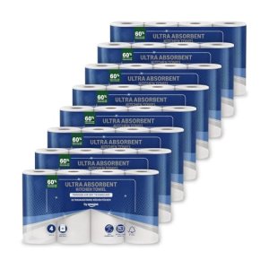 by Amazon rollo de cocina TAD ultra absorbente, 32 rollos (8 paquetes de 4), 51 hojas por rollo, (anteriormente “Presto!”)
