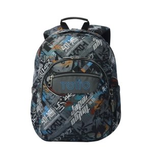 TOTTO – Mochila Escolar Adaptable a Carro, Modelo Acuareles, Capacidad 20 L, Bolsillo para Pc 14″, 2 Bolsillo Botella, Espaldar Ergonómico con Flujo de Aire, Cómodas Correas en S, Estampado Okubo