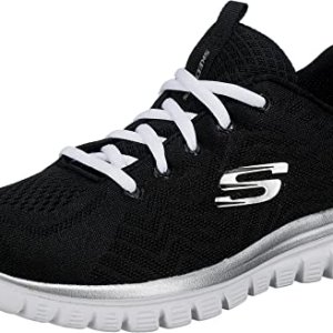 Skechers Graceful Get Connected Regular, Zapatillas Mujer, Black Mesh White Trim, 40 EU