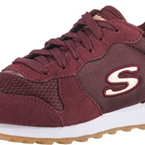 Skechers Mujer OG 85 Goldn Gurl Trainer, Burgundy Suede/ Nylon/ Mesh/ Rose Gold Trim, 39 EU