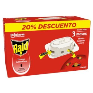 Raid Cebo anticucarachas, Mata Las cucarachas y Elimina Sus nidos, acción Continua, hasta 3 Meses de eficacia, 6 cebos
