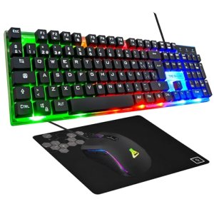 G-Lab Combo Yttrium – Pack Teclado y Raton Gaming, Combo 3 en 1 con Teclado Gaming QWERTY, 105 Teclas, Ratón Gamer 2600 dpi, Alfombrilla de ratón Gamer – PC/PS4/PS5 (Nueva versión)