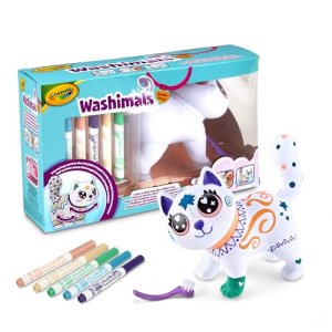 CRAYOLA Washimals Jumbo Pets – Big Jenny, la Gatita a Cuidar, Colorear, Lavar y Recrear, Set con 5 rotuladores Lavables, Regalo para Niños a Partir de 3 años, 74-7518