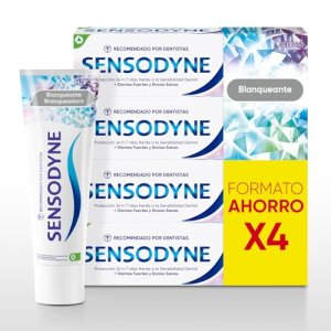 Sensodyne Blanqueante Pasta De Dientes, Alivio Sensibilidad, Pack 4×75 ml