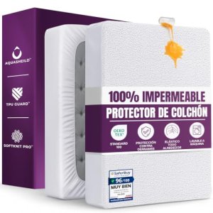Protector de Colchón Impermeable 160×190 cm, hasta 30 cm