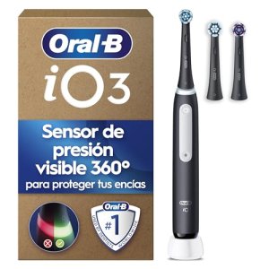 Oral-B iO 3 Cepillo de Dientes Eléctrico con 3 Cabezales, Negro
