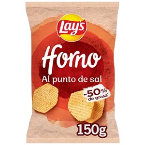 Lay’s Horno, Patatas al horno al punto de sal con menos grasa, Producto de Aperitivo, bolsa individual, 150gr