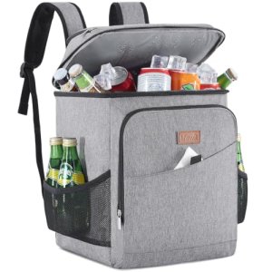 Lifewit Mochila Nevera Isotermica, Neveras Portatil, Cestas para Vajilla de Exterior y Picnic, Grande Mochilas Termica Porta Alimentos para Playa, Camping, Viaje, Gris, 26L