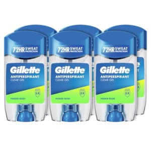 Gillette Clear Gel Antitranspirante Y Desodorante Power Rush Para Hombre, 70 ml x 6