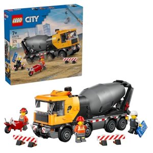 LEGO City Hormigonera – Vehículo de Construcción de Juguete con Mezcladora Giratoria y Función de Vertido – Juego Educativo de Obra con 3 Minifiguras- Regalo de Cumpleaños para Niños de 7+ Años 60478