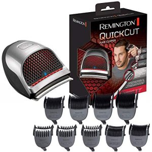 Remington Máquina de Cortar Pelo Hombre cuchillas autoafilables de acero inox, tecnología Curve-cut para usar uno mismo, 0,5-15 mm QuickCut 9 peines, cable/batería, litio, estuche HC4250