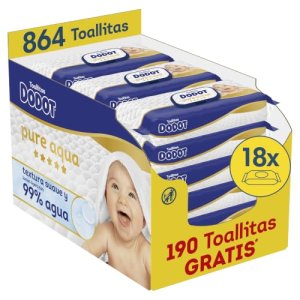 Dodot Toallitas Bebé Pure Aqua, 864 Toallitas (18 Packs x 48 uds)